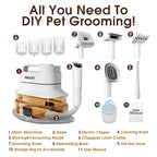 Dog Grooming Vacuum Kit with 4L Dust Cup, 6 Pet Grooming Tools for Home Grooming, Low-Noise Pet Hair Grooming System for Dogs & Cats