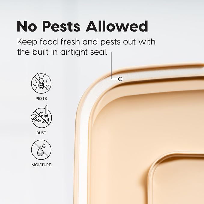 IRIS USA Dog Food Storage Container, Up to 13 lbs, Almond, Made in USA | BPA-Free, Airtight Seal, Best for Cat Food, Bird Seed, Chicken Feed, Pet Toys, Treats, Pellets