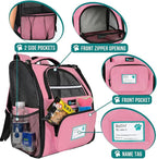 PetAmi Dog Backpack Carrier for Small Medium Dogs Large Cats up to 18 lbs, 2 Side Entry, Structured No-Collapse Frame, Airline Approved Ventilated Pet Backpack for Hiking Camping Travel Vet, Pink