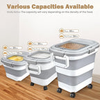 Rice Storage Container, Collapsible Airtight Food Storage Containers 20-30 Lbs, Rice Dispenser Bin with Cup and Scoop for Flour Cereal Pasta Grain, Cat Bird Pet Dog Food Storage Container