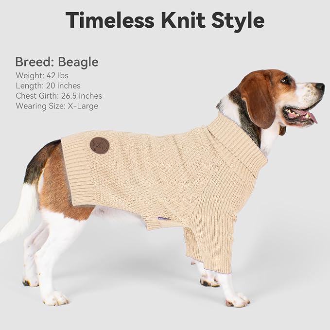 cyeollo Dog Sweater Long Sleeve Knitted Turtleneck Pullover Warm Clothes | Ultra Soft Warm Knit, Full Coverage, 4-Way Stretch for Easy Movement, Easy On & Off, Winter Daily Wear for Small Dogs