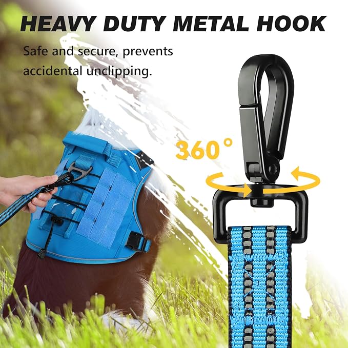 Double Handle Dog Leash with Poop Bag Holder and Car Seat Belt Buckle | Heavy Duty | Double Handle | with Poop Bag Holder | with Car Seat Belt Buckle | Reflective | Lightweight