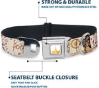 Dog Collar Seatbelt Buckle Pocahontas and Meeko Compass Pose with Script and Leaves Beige 15 to 24 Inches 1.0 Inch Wide | Pocahontas and Meeko Compass with Script and Leaves Beige Durable Metal Adjustable ID Tag Ring