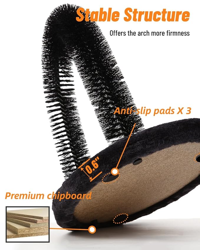 Large Cat Self Groomer, Heavy Woven Sisal Pad with Mouse Toy | Easy To Clean, Enhanced Brush Holder, Durable Sisal Base, Durable Brush, Cat Face Scratchers, Cat Body Massager, Black