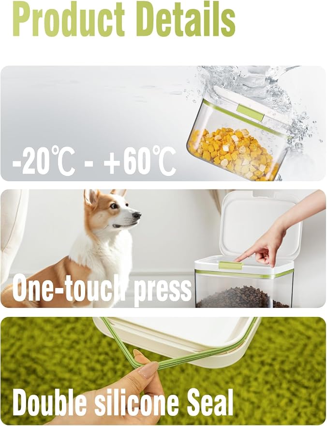5.8lbs/98OZ/5.3qt Airtight Dog food storage container with lids,Dog Treat Container With Measuring cup,Dry Pet Food storage bin for Dogs,Cats,and Birds 5.5L
