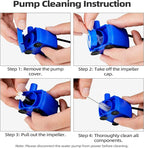 Cat Water Fountain Pump Replacement(No Led & with Brush)， DR-DC 160 | IP68 Submersible Water Motor For Stainless Steel & Ceramic Cat Water Fountain, Ultra Quiet Blue Pet Fountain Pump, Easy Clean