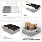 Veehoo Square Dog Bed Medium Size Dog, Orthopedic Dog Bed Couch Sofa, 36" | Washable & Medium Dog Bed for Indoor, Egg-Crate Memory Foam Dog Bed with Sides, Removable Cover, High Back Non-Slip Bottom