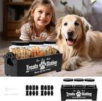 Dog Treat Container for Countertop Dog Food Storage with 3 Plastic Treat Jars Wood Dog Food Container with Handles and Lids Farmhouse Practical Pet Cat Dog Treat Storage Containers (black)