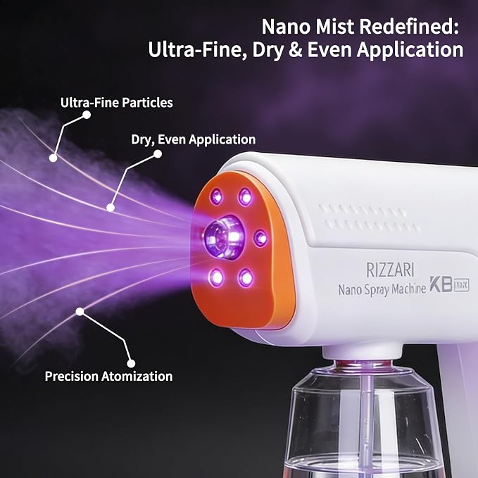 RIZZARI Cordless Pet Odor Control Spray Bundle, Rechargeable Nano Mist Sprayer with 500ml Pet-Safe Deodorizer for Cat Litter Boxes, Dog Beds, Carpets & Home Pet Areas