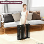 144" Extra Wide Baby Gate with Door, Configurable Baby Fence | Fireplace Gate with Anti-Trip Pedal, Family Essentials Safety Gate for Child Dogs Pets, 28'' Tall 6 Panels Black
