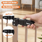 keny 29"-47.3" Extra Wide Baby Gate for Stairs, Auto Close Safety Dog Gate | Pressure Mounted No Drilling Pet Gate for Doorways, Easy Walk Through Stair Gate for Kids Todder, 30" Tall, Brown