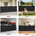 96" Retractable Baby Gate, Long Mesh Dog Gate for Garage Deck Porch | Strong Suction Disc Prevent Crawling Under, 34" Tall Child Safety Gate for Large Openings, Indoor Outdoor Use, Black
