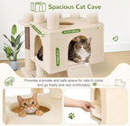 Globlazer S51 Sturdy Cat Tree for Indoor Large Cats, Beige | 51in Cat Tower with 4 Scratching Posts, Large Cat Tree with hammock for Cats Large Adult, Hanging Baskets, Top Perch