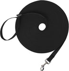 Hi Kiss Dog/Puppy Obedience Recall Training Agility Lead - 15ft 20ft 30ft 50ft 100ft Leash Great for Training, Play, Camping, or Backyard Black
