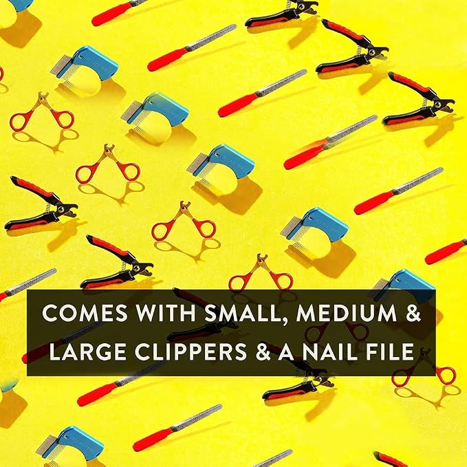 Pet Care Pedicure Kit for Dogs, Cats, Birds and Reptiles - Nail Clippers, File and Scissors Style Clippers Plus Case (2 Miller's Forge Nail Clippers, Small Scissors Style Clipper and One Nail File)