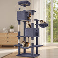 Sweetcrispy 66 Inch Cat Tree Tower for Indoor Cats and Kittens, Dark Grey | Multi Level Cat Climbing Tower with Natural Sisal Scratching Posts, Hammock, Pet Condo