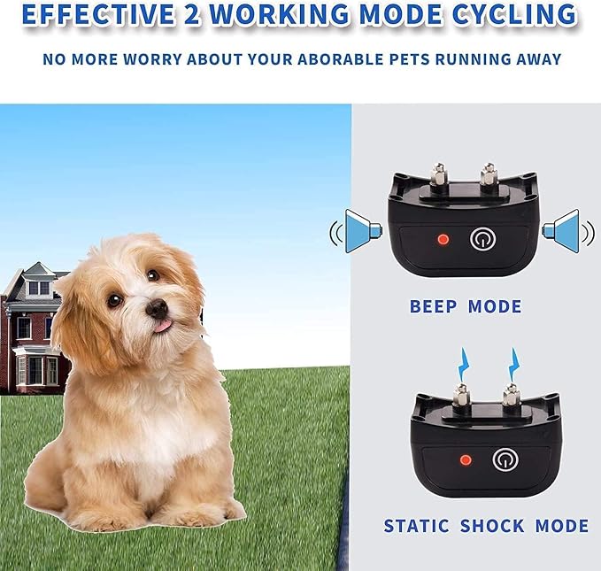Plkm Dog Wireless Fence Pet Electric Container System | No Randomly Correction Safe Harmless Dog Fence, Adjustable Control Range, Waterproof Rechargeable Dog Fence Collar Receiver