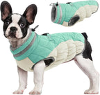FUAMEY Dog Coat for Medium Dogs, Fleece Dog Winter Jacket with Harness | Puppy Cold Weather Coats Reflective Pet Puffer Vest with Zipper Water-Resistant Warm Dogs Snowsuit Windproof Mint Green M