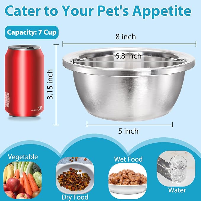 WRINGKIT 10 Pack 7 Cup Stainless Steel Dog and Cat Bowls, 56 Oz Metal Dog Bowl, Durable Thickened Pet Replacement Bowls for Food and Water Dish, Small Medium Large Dogs, Dishwasher Safe