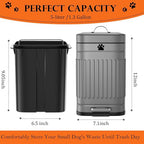 Dog Poop Trash Can Outside - 5L/1.3Gal Small Trash Can with Lid, Gray | Outdoor Dog Poop Trash Can with 40 Bags, Pedal, Removable Inner Bin, Metal Dog Waste Trash Can with Soft Close, Odor Control