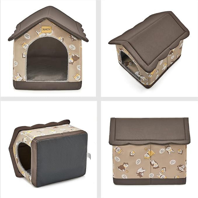 Jiupety Dog House Indoor, XL Size Indoor Dog House for Medium and Large Dog, Warm Cave Sleeping Nest Bed for Cats and Dogs, Brown