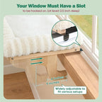 Zakkart Mellow Cat Perch for Windowsill with Hardwood Frame (Beige, L) | Hook-On Windowsill Mount, Zipper Removable Bed, Open-front View, Machine Washable, Support up to 40 lbs., 24"W x 15.5"D