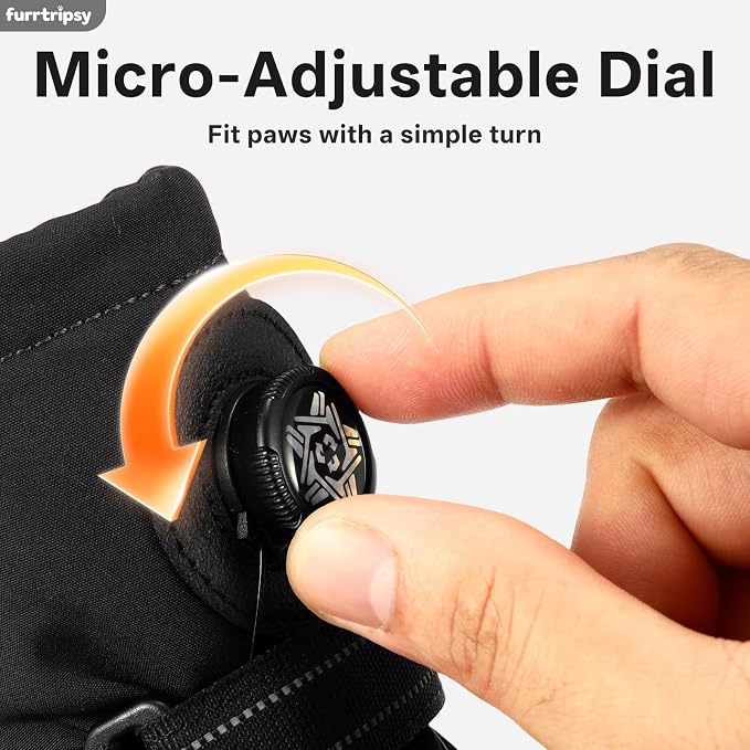 Dog Booties with Micro-Adjustable Dial, Waterproof Dog Shoes for Large Medium Small Dogs, Rugged Non-Slip Rubber Paw Protectors for Hot Pavement and Snow, Hiking 4PCS (Black, Size 7)