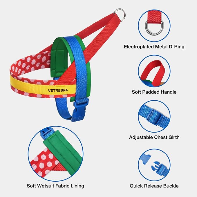 VETRESKA MoMA Dog Harness and Leash Set, Easy Walk Dog Harness (Red, XS) | for Small Medium Dogs, No Pull Puppy Harness for Walking and Training, Adjustable, Take Control & Anti-Twist Pet Lead Combo