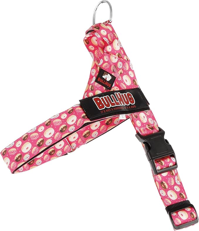 BULLHUG Adjustable Dog Harness– No Pull, No Choke – for English Bulldogs, French Bulldogs, Pugs & Broad-Chested Breeds – Easy, Safe Walks (Donuts, XL)