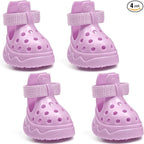 Soft Dog Shoes for Hot Pavement, Breathable Vented Dog Boots, Pink, Size 5 | 4 Pack, Soft Rubber Material, Lightweight, Anti-Slip Soles, Reflective Strap, Wide Opening, Summer Walks, Medium & Large Dogs