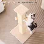 Tall Cat Scratching Post 33” Heavy Duty Sisal Scratcher Post | Modern Cat Scratching Post with Heavy Duty Base for Sturdy, Large 33" Vertical Sisal Rope Post & 2 Cat Toy Balls for Cats