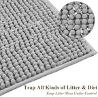 VIVAGLORY Soft Cat Litter Box Mat, Large Litter Trapping Mat for Indoor Cat, Machine Washable Cat Kitty Litter Tray with No-Slip and Waterproof, 31"× 20", Grey | Litterbox Rug Box Catcher for Indoor & Floor, Easy Clean Washable Less-Mess Waterproof for...