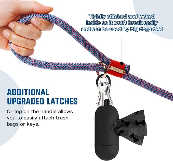 Nylon Rope Dog Leash, Purple, 5 FT - 3/5" | Reflective, Handmade Braided, Heavy Duty, For Medium Large Dogs