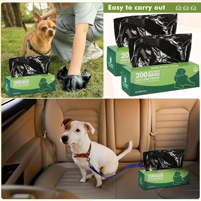 Sherr 50 Rolls Dog Waste Bags 10000 Count Dog Trash Bags Leak Proof Pet Doggie Poop Roll Waste Thick Plastic Bag for Home Park Outdoor Travel Pet Supplies(Black)