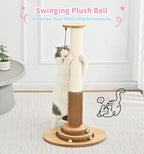Made4Pets Cat Scratching Post for Indoor Cats with Self Groomer, 28.3" | Cat Scratcher with Natural Sisal Rope, Stable Base and Interactive Ball Track, Cat Toys for Medium and Large Indoor Cats
