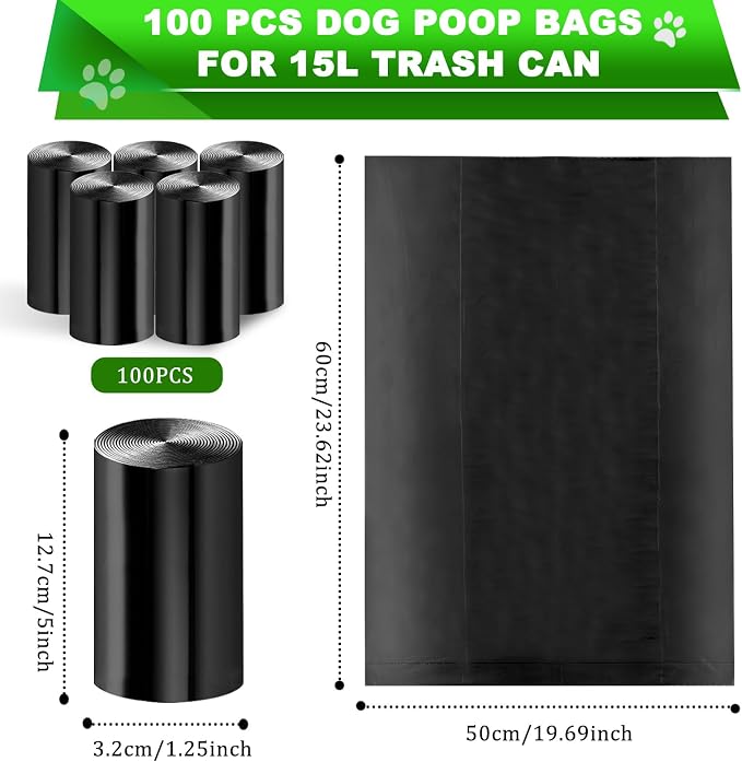 Dog Waste Bags - 100 Pcs Dog Poop Bags for 20L Dog Poop Trash Can | 5 Pack Unscented Dog Poop Bag Rolls, Dog Waste Can Liners for Outdoor, Poop Bags for Dogs, Trash Bags for for Outdoor，Home