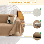 Deep Dream Cat-Scratch Resistant Couch Cover, Waterproof Sofa Cover for 3 Cushion Couch Washable, Pet Friendly Couch Protectors Anti Slip Thickened Sofa Slipcovers for Dogs Pets, 71" x 150", Brown