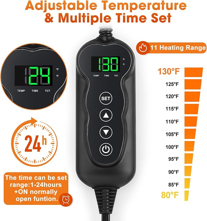 GASUR Extra Large Heated Cat Bed for Large Dogs, Waterproof Cat Heating Pad with Timer Temperature Adjustable, Indoor Electric Pet Heated Pad for Cats Dogs, Anti-bite Dog Heated Pad, 47''x28'', XLarge