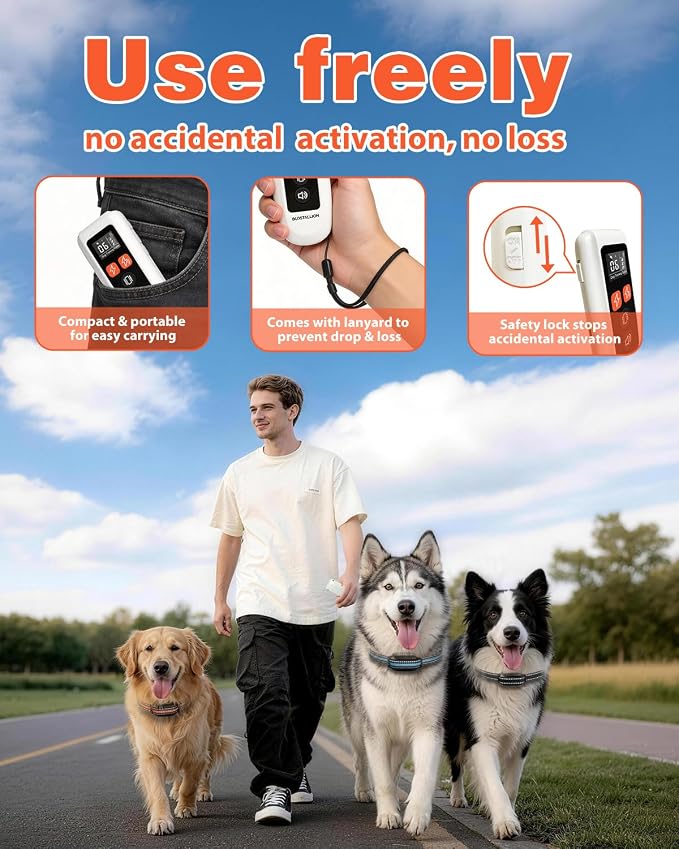 3 - Dog Shock Collar - White | 3300FT Distance, IPX7 Waterproof, Beep (1–9 Tones), Vibration (1–9 Lvls) , Safe Shock (1–16 Lvls), Fits All Dogs (10–120 Lbs）