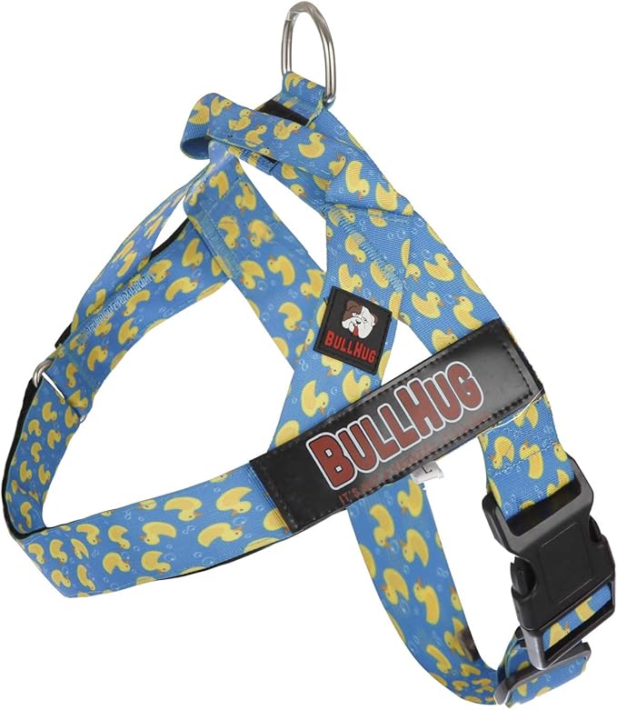 BULLHUG Adjustable Dog Harness– No Pull, No Choke – for English Bulldogs, French Bulldogs, Pugs & Broad-Chested Breeds – Easy, Safe Walks (Sky-Duck, Small)