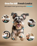 oneisall 4 in 1 Dog Grooming Kit with LCD Display (White) | Paw Hair Trimmer & Nail Grinder, Rechargeable, Cordless, Low Noise, IPX7 Waterproof, 3 Speeds Pet Grooming Clippers