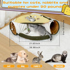 LEFTSTARER 2-in-1 Collapsible Cat Tunnel for Indoor Bed and Hideout - Pet Dog Rabbit Bunny Ferret Tunnel Tubes Toys with Removable Washable Mat, Tower Wheel Stuff