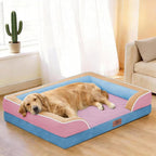 Comfort Expression Orthopedic Dog Bed for Extra Large Dogs with Bolster | Waterproof Dog Couch Bed with Washable Cover & Non-Slip Bottom, Supportive Egg Crate Foam XL Pet Bed, 42x30 Inch