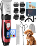 iBTC Dog Shaver Clippers Low Noise Rechargeable Cordless Electric Quiet Hair Clippers Set for Dogs Cats Pets Features a Ceramic Blade Head that is Removable (red)