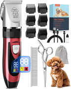 iBTC Dog Shaver Clippers Low Noise Rechargeable Cordless Electric Quiet Hair Clippers Set for Dogs Cats Pets Features a Ceramic Blade Head that is Removable (red)