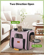Morpilot Portable Cat Carrier - Soft Cat Carrier for Medium Cats and Puppy up to 15lbs,with Dual-Sided Cushion, Secure Buckle and Foldable Bowl, Dog Carriers for Small Dogs - Pet Carrier (Pink)