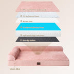 EHEYCIGA XXL Dog Bed Memory Foam, Orthopedic Giant Dog Bed Jumbo with Washable Removable Cover, Waterproof Pet Sofa Couch with Nonskid Bottom, 48x35x7.5, Pink