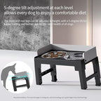 Elevated Dog Bowls with Stainless Steel Slow Feeder Bowl for Medium and Large Dogs, Spill-Proof Tiltable Dog Feeder with 2 Bowls, 6-Height Adjustable Raised Dog Bowl Stand
