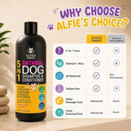 Oatmeal Dog Shampoo and Conditioner for Itchy Skin Relief 16 fl oz | 5-in-1 Puppy Shampoo for Sensitive Skin | Clean, Condition, Deodorize & Detangle | Dog Wash for All Breeds | ALFIE'S CHOICE