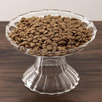 Elevated Cat Bowls Whisker Friendly. Raised Glass Whisker Fatigue Cat Bowl for Indoor Cats Protect The Spine and Prevent Vomiting.